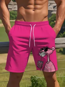 Men's Leopard Print Casual Beach Shorts, Elastic Waist Drawstring, Lightweight Soft Fabric, Summer Swimming Outdoor Party Wear, Swimwear Shorts, Swim Bottoms