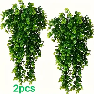 2 Pack Artificial Eucalyptus Garlands, Large Lifelike Hanging Greenery for Year-Round Shelf, Mantle and Indoor Outdoor Decoration, Artificial Plants, Artificial Ivy Vine