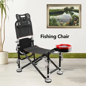 13 Gear Rise Fall 21cm Adjustment Fishing Chair with Backrest Rod Holder Folding Fishing Deck Chair Fisherman Gift