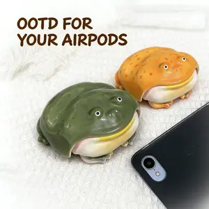 funny gifts for adults, frog airpod case.Handmade Frog Earphone Case for AirPods 2.Quirky, one-of-a-kind, and oddly adorable.Your new  favorite conversation starter for niche fashion lovers.weird airpod cases,best friend birthday gift