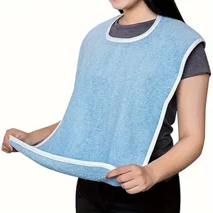 2pcs/set Premium Waterproof Adult Bibs for Men and Women - Adjustable, Thick Flannel, Machine Washable, Protective Cover for Elderly and Disabled - Soft, Breathable, Comfortable, and Easy to Clean