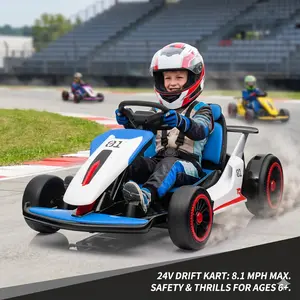 GARVEE Kids Electric Drift Go Kart Ride-On Car with Ride on Wheels, Plastic Build, 2x200W Motors, 7AH Battery, Electric Pedals, 5-point Seat Belt, 110 lbs Capacity, 66.1 lbs Weight, Ages 6+, Multiple Colors, Ideal for Outdoor Racing