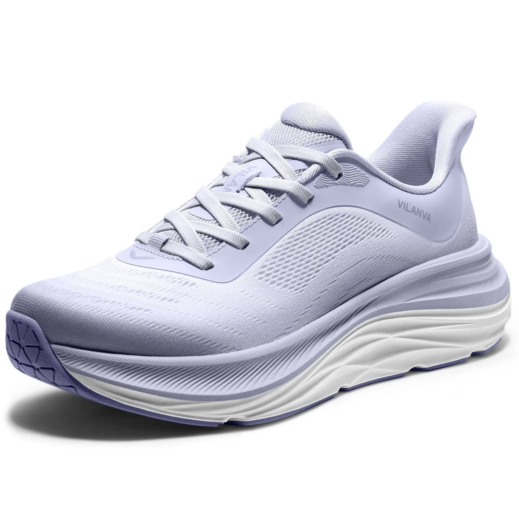 Vilanva Women's Cushioned Walking Sneakers, Breathable Slip-On Casual Trainers with Laces and Non-Slip Rubber Sole, Sneakers For Women, Laces Casual Trainers, Walking Running Shoes, Athletic Running Trainers