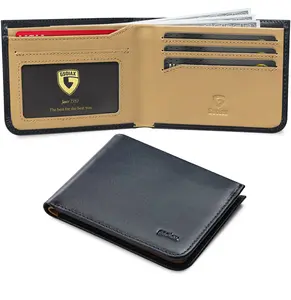 GSOIAX Bi-fold Men's Ultra-thin Cowhide Wallet RFID Blocking with Gift Box