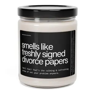 Smells Like Divorce Papers, Divorce Gift, Divorce Candle, End Of Marriage, Funny Divorce Gift For Friend, Divorce Party Gift, New Beginnings, 9oz Scented Soy Wax Candle