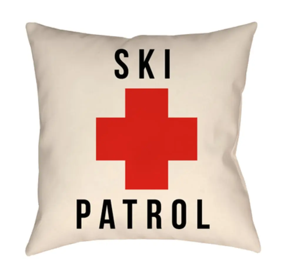 Artistic Weavers LGCB2044-1616 Lodge Cabin Ski Patrol Poly Filled Pillow, Bright Red-Beige-Black, 16x16 in., High-Quality Filling Material Standard Pillow, Filling Material Standard Pillows