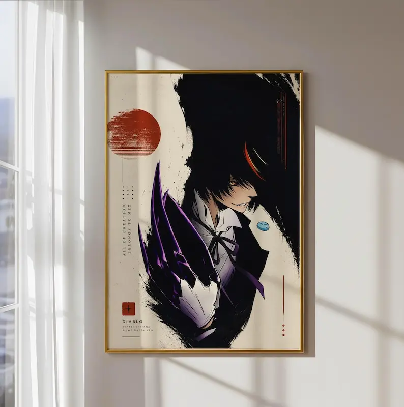 [Up To 50% Off] Tensura Reincarnated as a Slime Diablo Anime Fantasy Print Poster, 260gsm Single Sheet, Mount-Compatible Multi-Size (12x18-24x36) Home Decor Wall Art, Wardrobe-Garage-Dining Room-Nursery-Office Supplies
