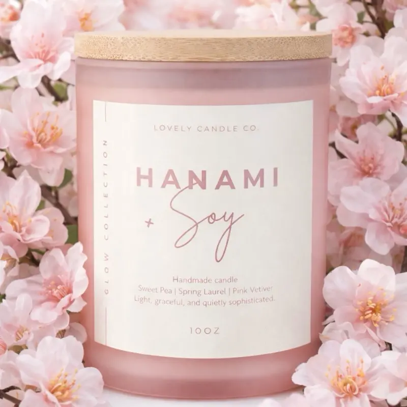 Lovely Candle Co. Hanami 10 oz Soy Candle - Handmade with Sweet Pea Spring Laurel & Pink Vetiver Fragrance