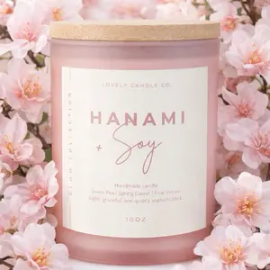 Lovely Candle Co. Hanami 10 oz Soy Candle - Handmade with Sweet Pea Spring Laurel & Pink Vetiver Fragrance