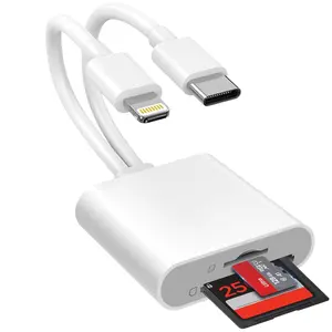 SD Card Reader for iPhone USB-C, SD Card Reader USB-C Dual Interface iPhone SD Card Adapter,Card Reader for Computer Computer/MacBook/Android/USB-C Laptop SD/TF/SIM SD Card Reader for Android