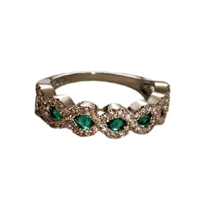 New 925 Silver Filled Emerald Diamond Band Ring for Women