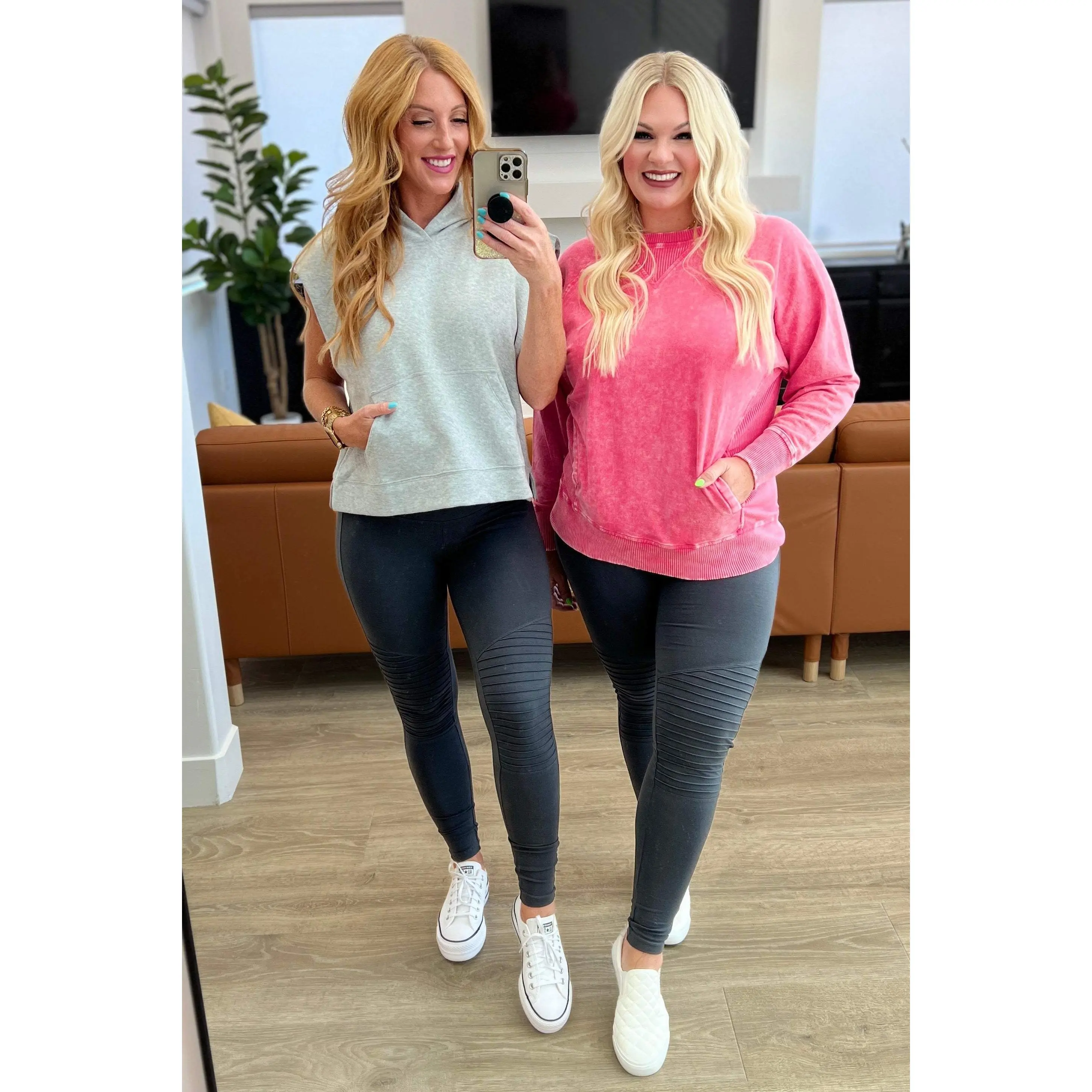 High Rise Moto Leggings in Ash Grey