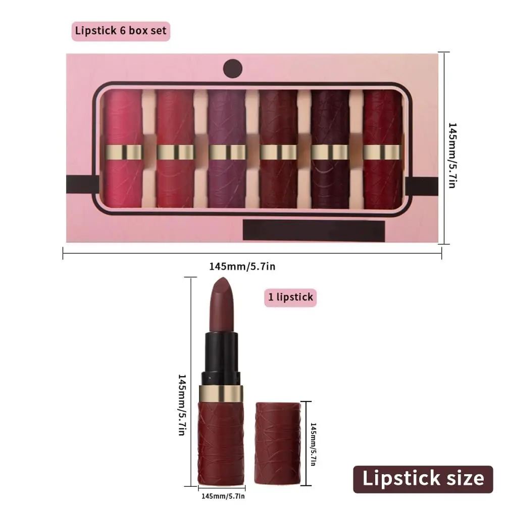 Pink Dark Ruby Wine Red Plum Purple Matte Lipstick Sets for Women Velvet Lipstick Long Lasting Waterproof 24 Hours Lip Stick Stain Makeup Gift Set labiales mate 24 horas originales B