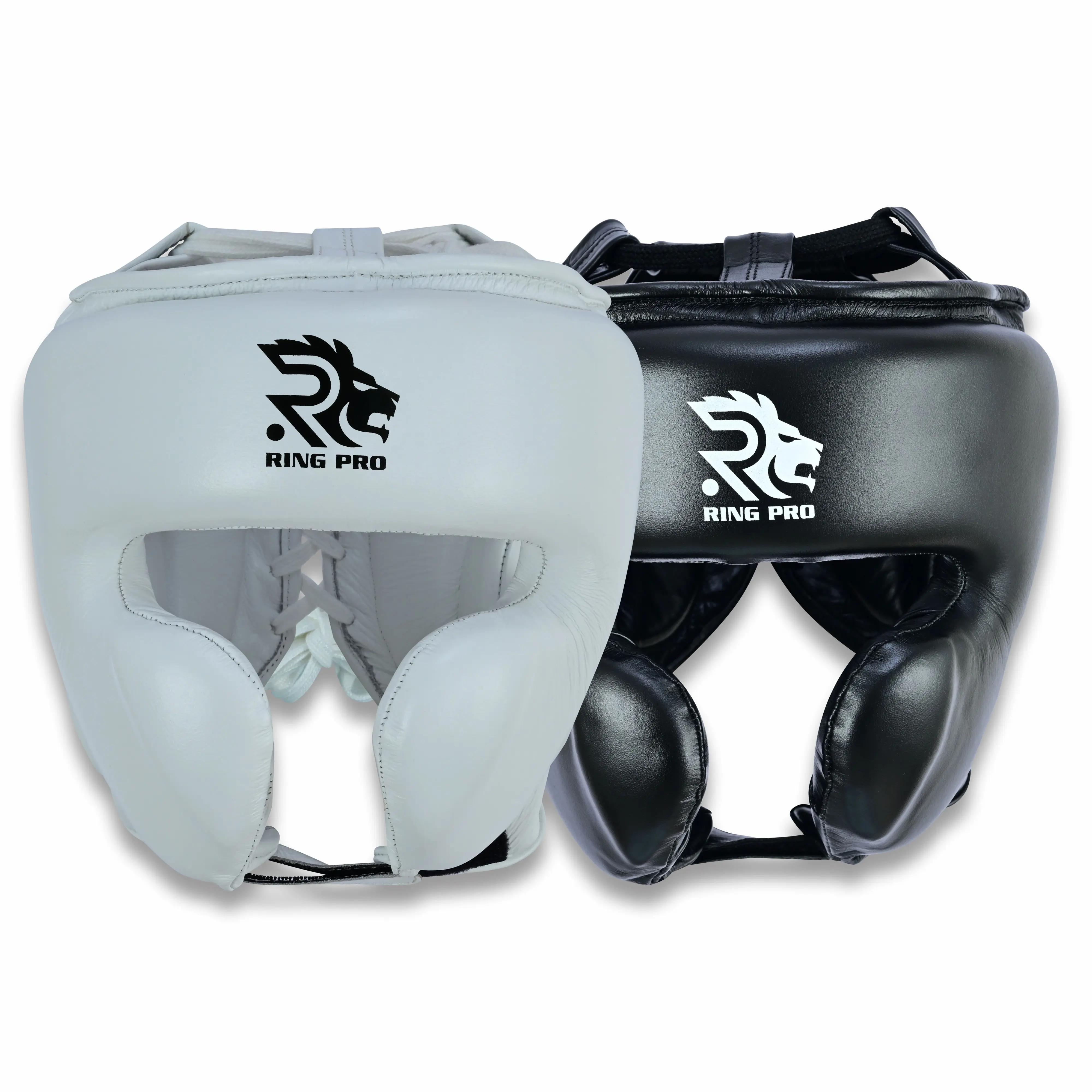 Ring Pro Sports Lace up Headguard For Boxing & MMA- Made Of Genuine Cowhide Leather - Cheek Protective Headguard