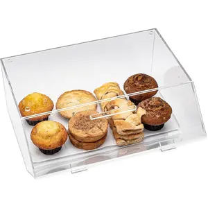 Countertop Bakery Display Case - Acrylic Storage for Pastry and Food, Cookies Dessert Bread Bagels Donuts Cupcakes, Retail, Home, Commercial