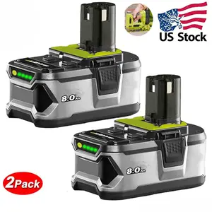 2025new 2X 8.0Ah For RYOBI P108 18V One Plus High Capacity Battery 18 Volt Lithium-Ion