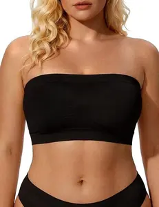 PoseFree Strapless Push Up Bra for Women Wireless Bandeau Bra with Fixed Pads Seamless Anti-Slip Tube Top Padded Bralette wirefree
