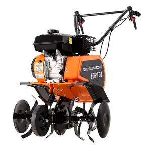 Gas Power Tiller, 212CC Heavy Duty Garden Tiller 4 Stroke Gas Engine with Premium Blade, Forward and Reverse Gear, Trimming Wheel, Height Adjustable for Soil Cultivation, W