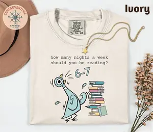 Comfort Colors How Many Nights A Week Should You Be Reading 6-7 T-Shirt, Pigeon Elephant Piggie Children's Books Sweatshirt, Teacher 6 7 Tee