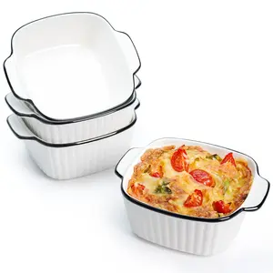 15 - ounce small baking pans (4 - piece set), square ceramic baking pans with handles, single ceramic baking utensils. They are suitable for ovens and microwaves and can be washed in the dishwasher.