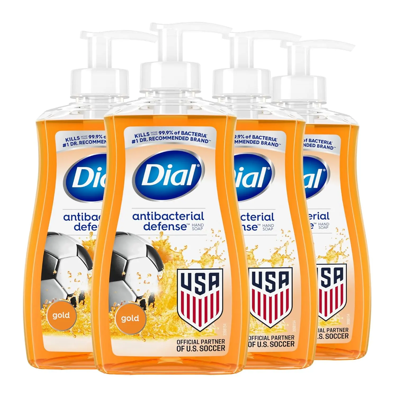 Dial Antibacterial Defense Liquid Hand Soap + Aloe, Gold Scent, 11 Fl Oz (Pack of 4), Dermatologist-Tested Hand Wash, Gentle Formula