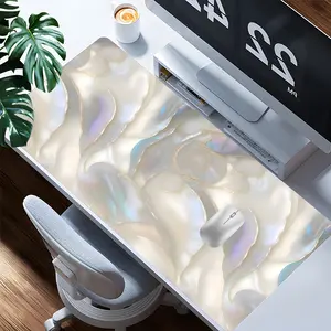 Luminous Pearl Mouse Pad Elegant Large Desk Mat Office Desk Accessories With Stitched Edge Non-Slip Mousepad Rubber Base Computer Keyboard Desk Pad 35.4x15.7 Inch Table Mat for Home Office as Gift for Friends Women Men Friends Gaming Desk Accessory