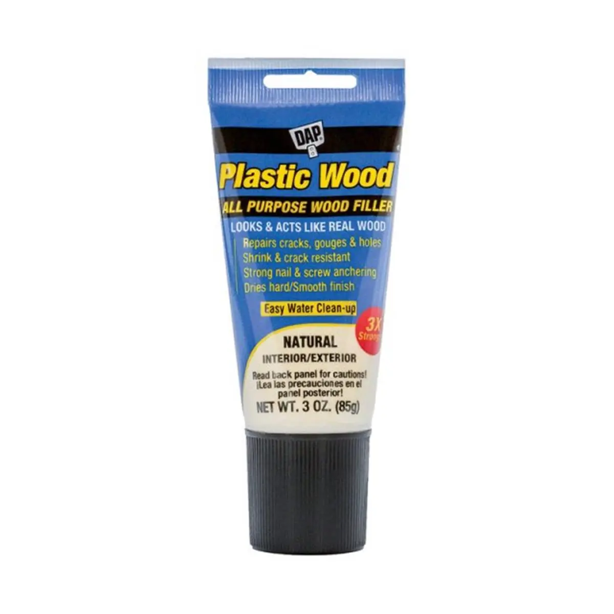 DAP 3oz Stainable Plastic Wood Filler Tube - Shrinkproof, Easy Handling/Spreading, Water Clean-Up, Crack-Resistant, Dries Hard, 2Hr Dry Time for Automotive/Motorcycle Painted Surfaces & Woodwork (Windows, Doors, Furniture, Cabinets, Plywood) Repairs