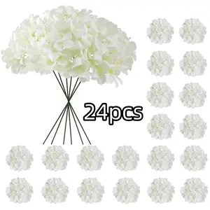 24 Pcs Hydrangea Artificial Flowers Bulk, Faux Hydrangea Full Flowers Heads with Stems, Fake  Flowers for Wedding, Garden, Home, Party Decoration