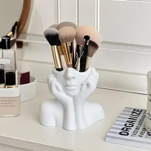 1 unique creative body art styling makeup brush holder and pen storage box, suitable for storage and storage of makeup brushes, cosmetics, dressers, desks, pens, etc., handmade desktop or bathroom cosmetics storage box
