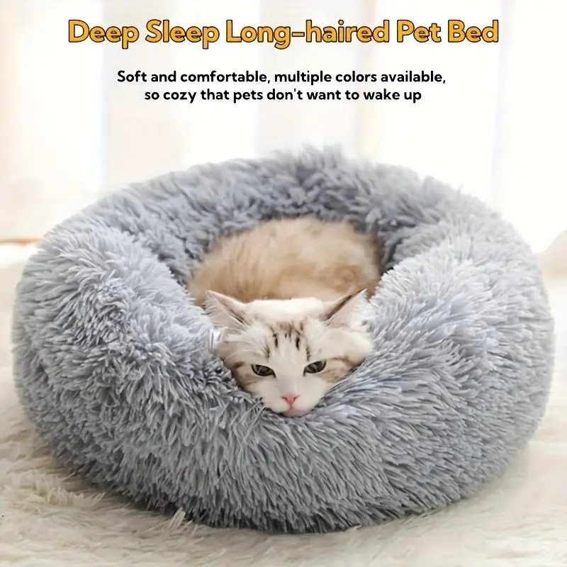Multi-Color Shaped Pet Bed - 3 Sizes, All-Season Soft Plush, Warm for Deep Sleep, Ideal for Long-Haired Cats, Dog & Cat Furniture, Home Comfort, Soft Fluffy Beds, Shaped Beds