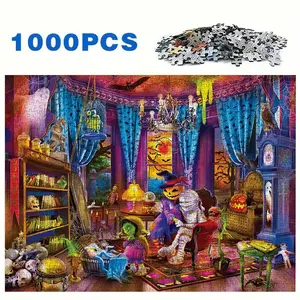 Adult Mini Puzzle Box (1000-Piece), Halloween Party Monsters Theme, High-Quality Stress Relief Game, DIY Home Decor, Creative Gift Idea