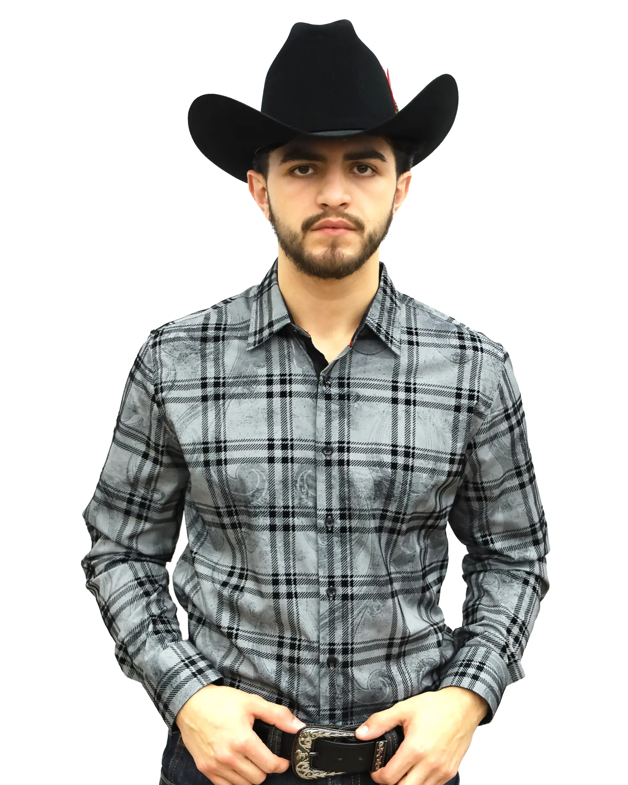VS100L - FPMSFL - D-87-4 - Lt. Grey - Vaquero Signature Fashion Printed Shirt