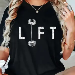 Men's Funny 'LIFT' Graphic T-Shirt - Casual 100% Cotton Short Sleeve Motivational Printed Top for Gym Workouts