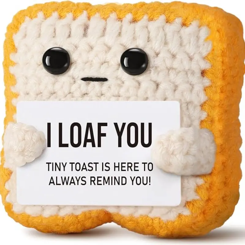 Gifts for Her Him Loved One Crochet Toast Stuffed Amigurumi Gift “I Loaf You” Gifts for Boyfriend Girlfriend, Funny Wedding Anniversary Birthday And Valentine's Day Gift for Women Men Couples Wife Husband - Easter Basket Stuffers & Mothers day