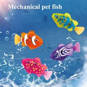 Electronic Pet Fish, 4pcs/set Interactive Robot Electric Fish Toy, Waterproof LED Light Electronic Fish, Slowing Down Sway in Water