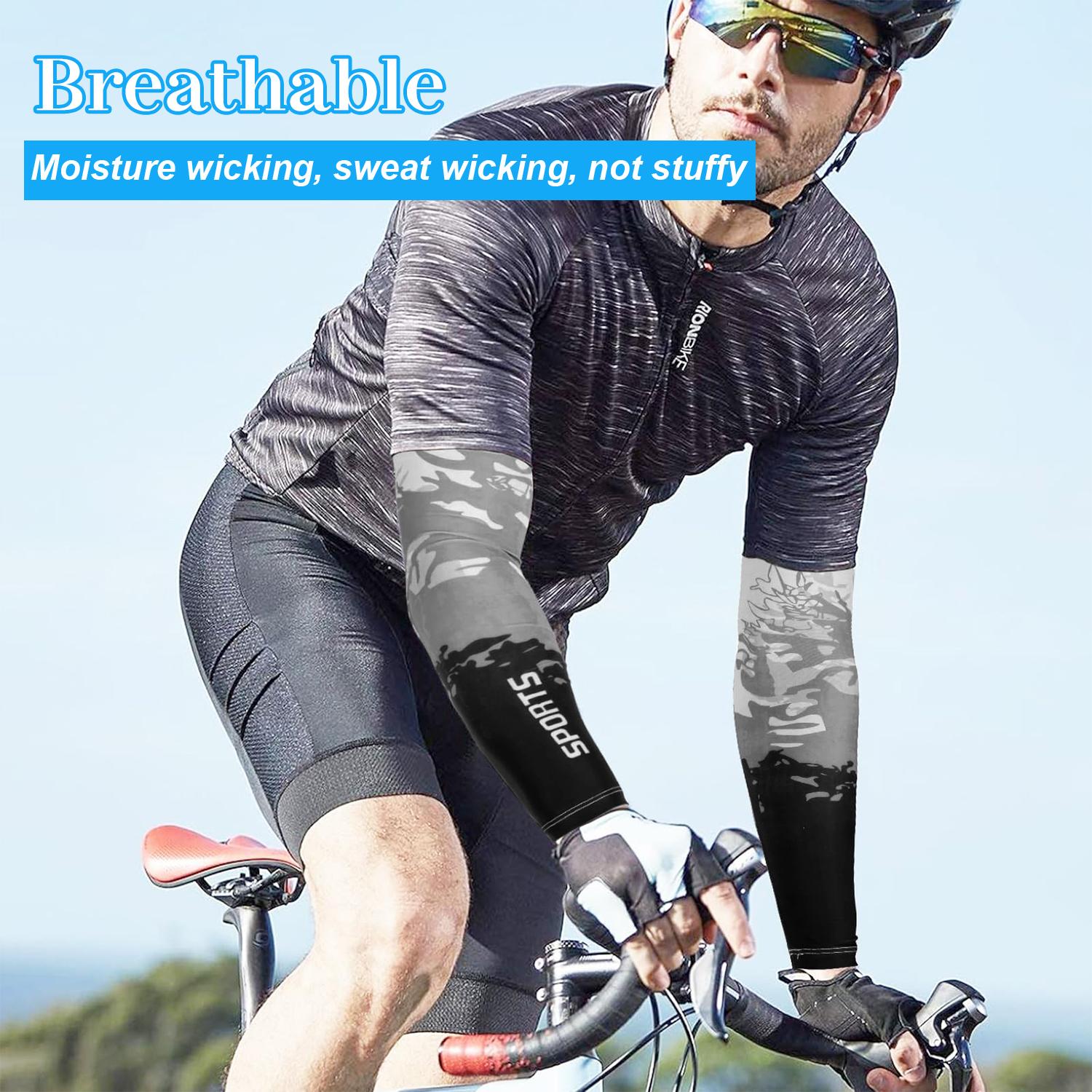 2 Pairs Per Pack Sublimation Printed Arm Sleeves with UPF 50 UV Protection, Cooling & Breathable Fabric, Perfect for Cycling, Running, Fishing, Baseball, Golf and All Outdoor Sports Activities