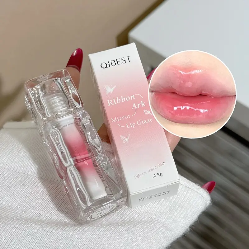 Prismatic Ark Mirror Lip Gloss Balm, Waterdrop Jelly Dewy Radiant Glossy Lips Highlighter, Pinkish Girl Lip Color, Easy Application Lip Care Hydrating Moisturizing Non-Greasy, Mirror Lip Glaze