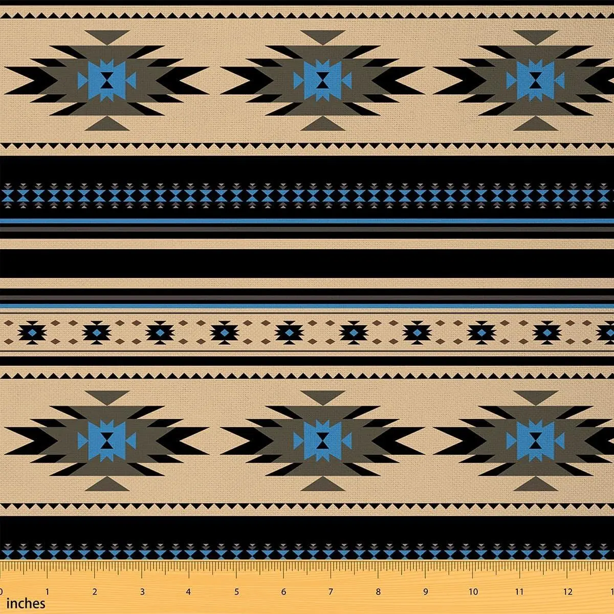 Aztec Fabric,Native Upholstery Fabric,Southwestern Tribal American Decorative Fabric Blue Brown Abstract Geometric Ethnic Grid Lattice Upholstery and Home Accents