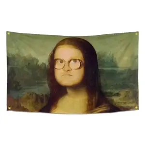 Mona Lisa Flag Funny Poster Tapestry Durable Man Cave Wall Flag Pop Art Home Decoration Banner