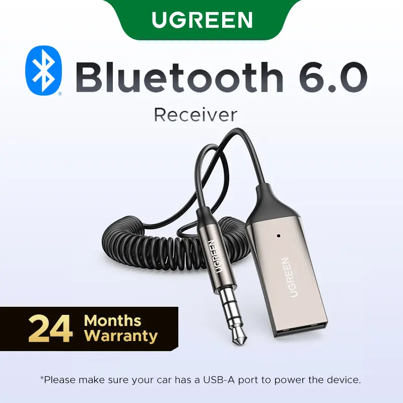 UGREEN Aux to Bluetooth 6.0 Adapter Wireless Receiver for Car Hands-Free with Built-in Microphone AUX 3.5mm Stereo Audio - Dealsforyourdays Auxiliary Cord Grey, n Microphone AUX 3.5mm Stereo Audio Auxiliary Cord Grey, Summer Sale