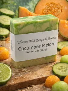 Cucumber Melon Bar Soap Net Wt. 4oz 113g Natural Ingredients with Goat Milk Colloidal Oatmeal & Manteca for Gentle Cleansing