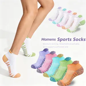 Women's 15/20 Pairs French Terry Short Socks - Lightweight, Sweat-Absorbent, Breathable, Shock-Absorbent, Cushioned, Anti-Slip, Ear-Protecting, Basic Lady Activewear Sportswear for Athletic Daily Life & Outdoor Activities