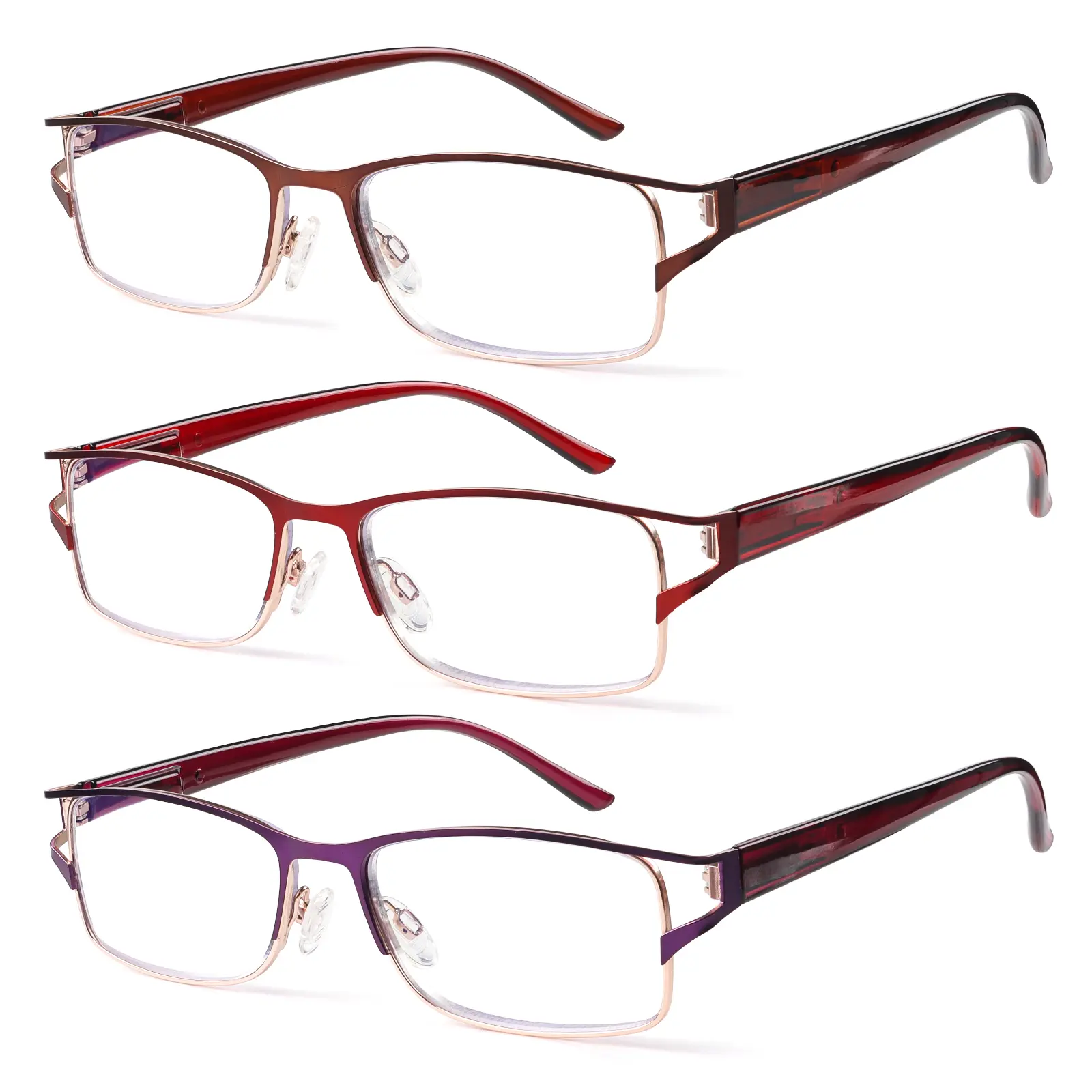 DEAAOK 3 Pack  Reading Glasses Men - Blue Light Blocking Computer Metal Thin Frame Readers For Mens/Women