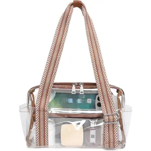 Small Gym Bag for Women, Clear Mini Duffle Bag Stadium Approved, Lightweight  Cute Tote for Girls Workout  Travel, Clear Brown