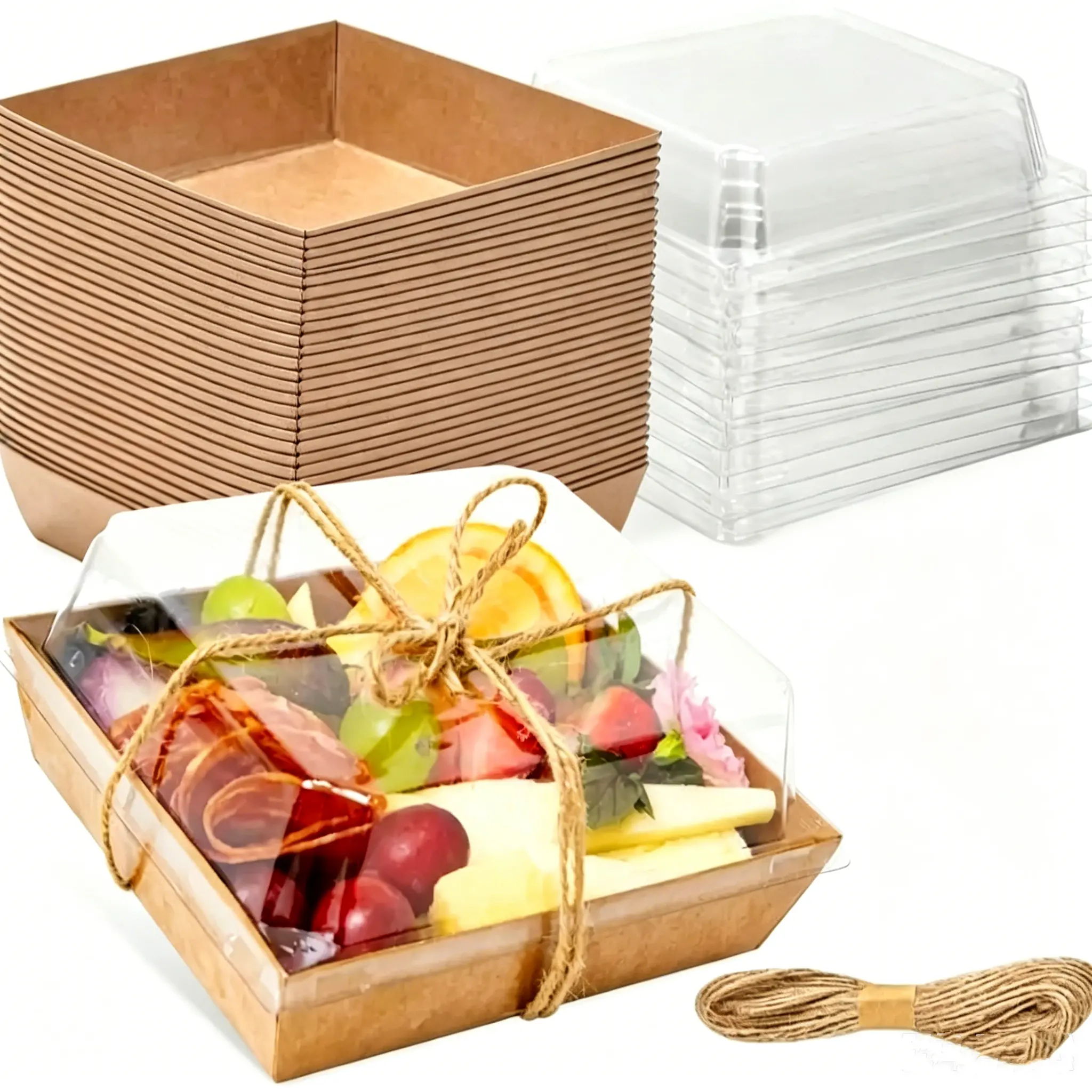 50 Pack Small Charcuterie Boxes with Clear Lids,Mini Charcuterie Box,Disposable Food Containers,5 Inch Dessert Boxes for Sandwich,Cookie,Sushi,Cake Slice,Strawberries,Festival,Hand Tools Kits