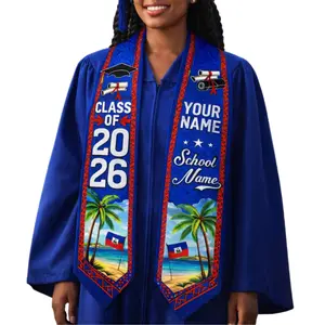 [HOT] Custom Haitian Graduation Stole 2026 Printed Sash, Haiti Flag Stole with Name, Personalized Graduation Gift