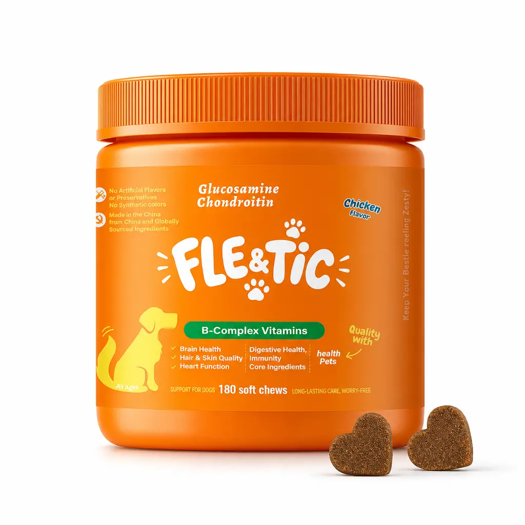 180ct Flea and Tick Prevention for Dogs Chewables - Dog & Cat Soft Chews, Omega3 Pet Supplement for Skin, Coat, Digestion & Immune Support, Chicken