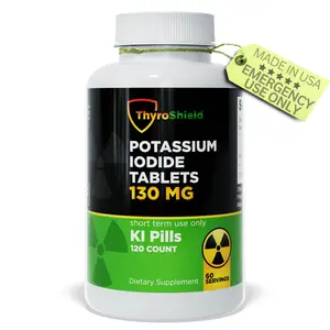 ThyroShield Potassium Iodide Tablets 130 mg | Emergency Survival Potassium Iodine Tablets for Radiation Protection Supplement | Nuclear Fallout Pills | | USA KI Pills YODO Naciente Iodine Pills (120ct) Radiation