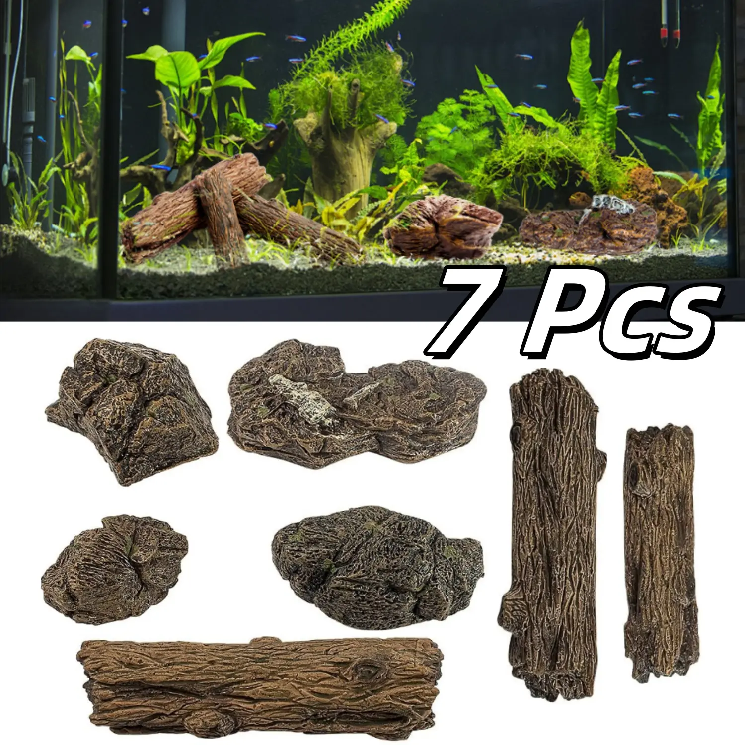 7Pcs Sturdy Plastic Miniature Garden Statue Tree Stakes - Non-Electric Micro Stone Rock Sculptures, Decorative/Cute Garden Sculptures & Statues, DIY Micro Landscape Decor for DIY Enthusiasts, Imaginative and Creative Space Gift, Decorative Garden Sculptur