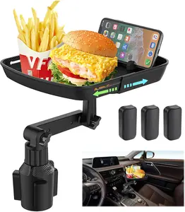 10 inch Car Food Tray with Phone Holder Detachable 3 in 1 Car Cup Holder 360° Rotating Food Table Tray